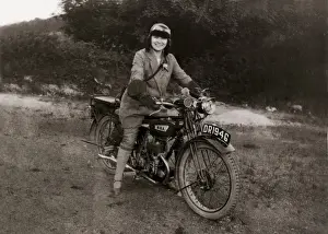Registration Prints: Lady on a 1928 / 9 BSA motorcycle