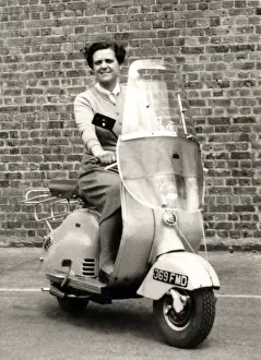 Badge Prints: Lady on 1950s scooter