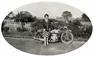 Images Dated 25th April 2016: Lady and a 27 EW 600cc F28 Sport Douglas Motorcycle