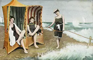 Woven Prints: Lady Bathers - British - Bathing Chairs