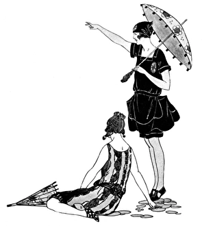 Images Dated 26th July 2016: Two lady bathers in Marshall & Snelgrove swimsuits