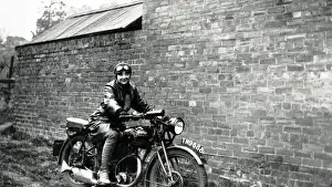 Lady biker on a 1929 / 31 Rudge Whitworth motorcycle