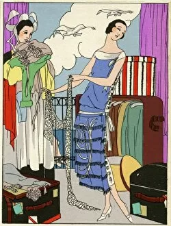 Images Dated 13th April 2012: Lady in blue and white dress by Philippe et Gaston
