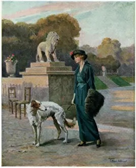 Paris Gallery: Lady with Borzoi in Park