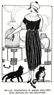 Images Dated 23rd April 2019: LADY, CATS, BIRD