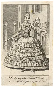Lady in Court Dress 1770 Print - Farthingale-Inspired Gown. Art Prints, Posters & Puzzles from Mary Evans Lady in Court Dress 1770 Print - Farthingale-Inspired Gown. Art Prints, Posters & Puzzles from Mary Evans