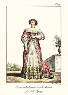 Lace Collar Prints: Lady at the court of Queen Anne of Austria, circa 1650