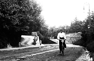 Maidenhead Prints: Lady cycling up Castle Hill, Maidenhead, Victorian period