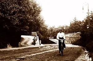 Lady cycling up Castle Hill, Maidenhead, Victorian period