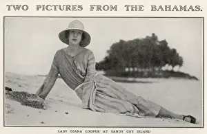 Bahamas Prints: Lady Diana Cooper at Sandy Coy Island