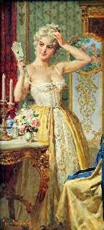 Images Dated 24th February 2014: Lady at her dressing table