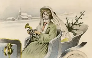 Drives Prints: Lady driver with her Christmas shopping in the back