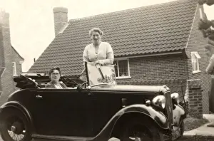Opal Prints: Lady driver in tiny Austin 7 Opal