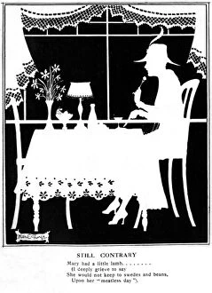 Lunch Gallery: Lady eating in silhouette by Nellie E. George