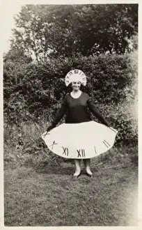 Numerals Prints: Lady in Fancy Dress Costume - Dressed as a clock / Sundial