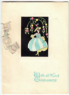 Thoughts Prints: Lady in a garden on a greetings card