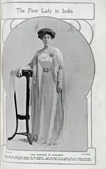 Penshurst Prints: Lady Hardinge of Penshurst, formal studio portrait in gown and pearls