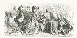 Palmist Prints: Lady having her palm read