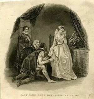 Images Dated 17th August 2017: Lady Jane Grey being offered the Crown of England