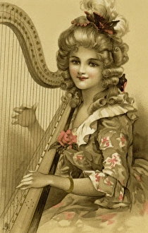 Lady playing a harp