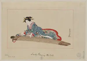 Koto Prints: Lady playing the koto
