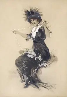 Scattered Prints: Lady playing with a long string of pearls