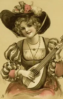 Bowley Prints: Lady playing a lute
