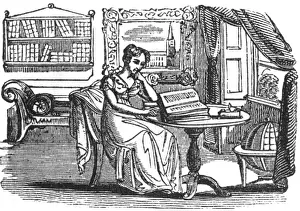 Apr17 Prints: Lady reading in a room, c. 1800