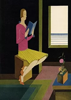 Images Dated 14th November 2011: Lady Reading on a Stool