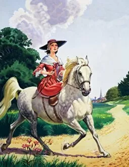 Side Saddle Collection: Lady riding sidesaddle on a horse