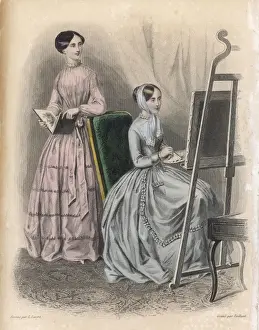 Throat Prints: Lady Sits at Easel 1848