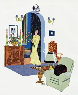 Tulips Prints: Lady in Sitting Room