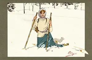 Ski Ing Prints: Lady Swiss Skier