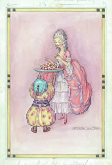 Chocolates Prints: Lady taking sweets/truffles/chocolates from tray
