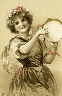 Tambourine Prints: Lady with a tambourine