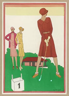 Golfing Collection: Lady Teeing Off