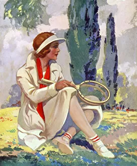 Images Dated 10th January 2018: Lady Tennis Player having finished a game