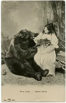 Images Dated 6th October 2016: A lady in Traditional Bernaise costume posing with a bear
