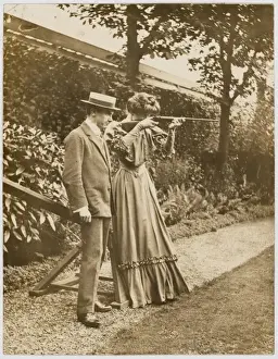 Learns Prints: Lady Using Air Rifle