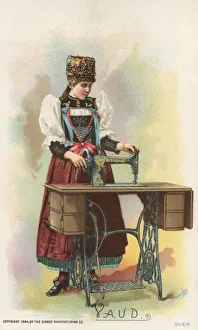 Sewing Prints: Lady from Vaud, Switzerland - Singer Sewing Machine
