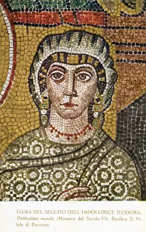 Basilica Prints: Lady in Waiting of Empress Theodora - Basilica of San Vitale