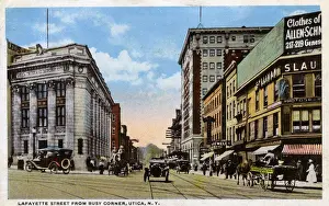 Lafayette Prints: Lafayette Street from Busy Corner, Utica, NY State, USA