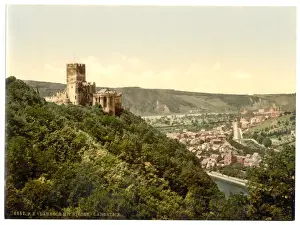 Hesse Nassau Prints: Lahneck and Nieder-Lahnstein Castle, Hesse-Nassau, Germany