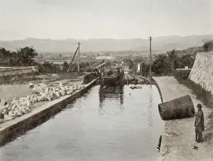Lake Biwa inclined railroad on the Lake Biwa canal. Japan