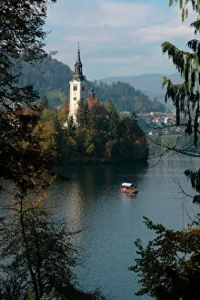 Images Dated 11th October 2007: Lake Bled with church, Slovenia