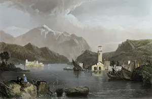 Biblioth X8c75 Prints: Lake Como (19th c. ). English print. Etching