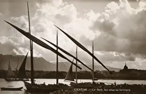 Lausanne Prints: Lake Geneva, looking toward Lausanne, Switzerland