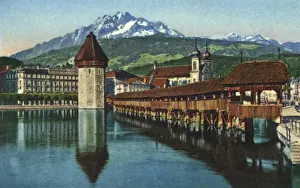 Metres Prints: Lake Lucerne with Jesuit church and Pilatus mountain
