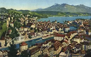 Luzern Prints: Lake Lucerne with the Rigi mountain, Switzerland