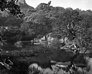 Rajasthan Prints: Lake, Mount Abu, Rajasthan, India